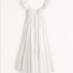 Abercrombie and Fitch Ruffle Sleeve Poplin Midaxi Dress